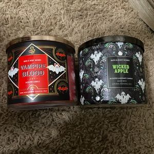 New bath and body vampire blood 3 wick candle and wicked apple